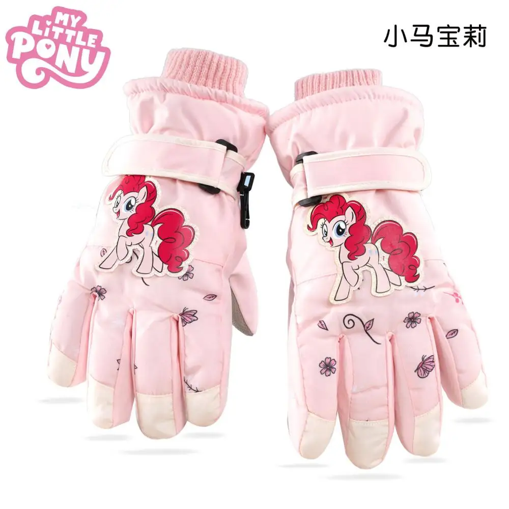 Cute My Little Pony Girls Ski Gloves Kids Winter Fleece Lined Thickened Full Finger Gloves Waterproof Windproof Snow Warm Gloves