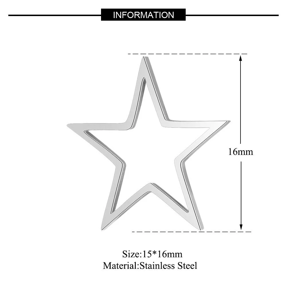 5pcs/Lot Stainless Steel High Polish Star Shaped Charms Pendants for DIY Fashion Jewelry Making Bracelets Necklaces Accessories