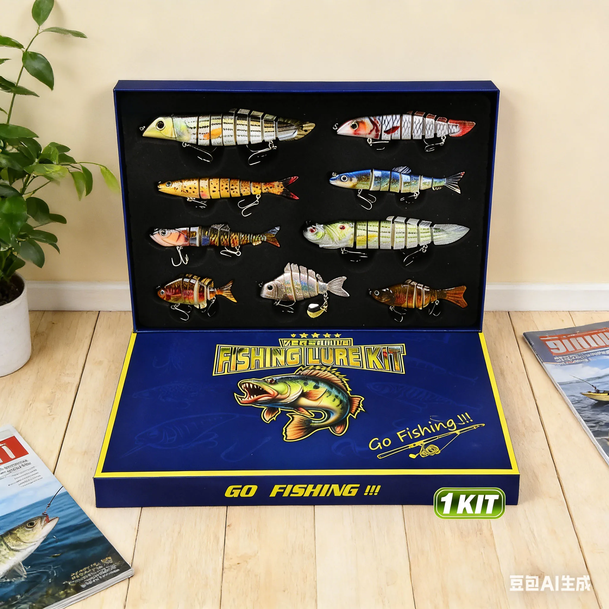 

Набор из 9 многосекционных приманок из АБС-пластика, составные воблеры, в подарочной упаковке, для морской и пресной воды, сменные части для жестких приманок