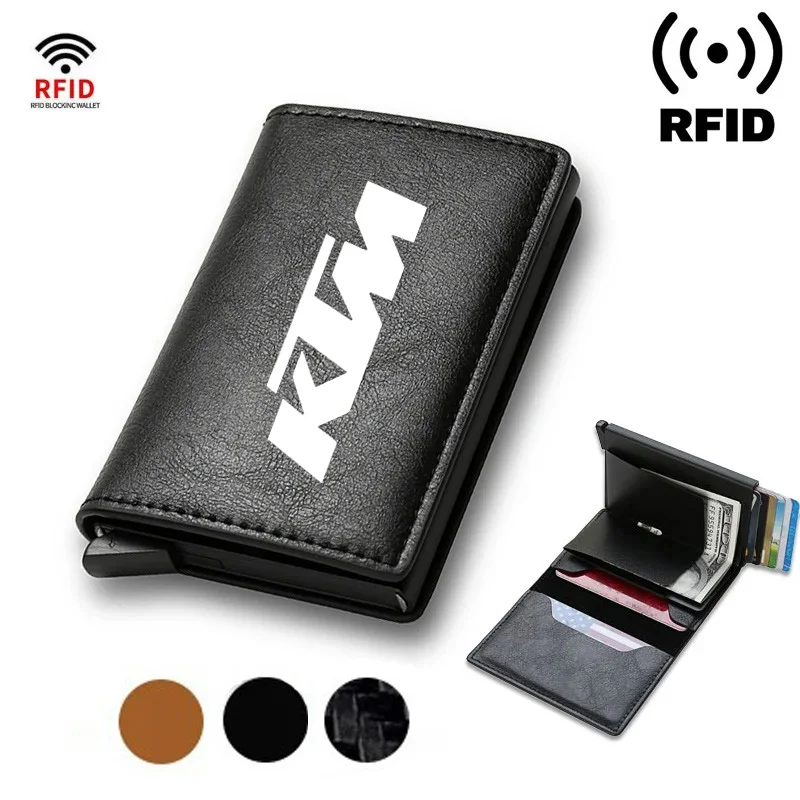 Rfid Credit Card Holder Men Wallets Bank Cardholder Leather Wallets For KTM Duke ADV SW RC 125 790 990 Super Adventure 1050 1290