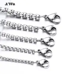 AWit Rope Chain Box Necklace Stainless Steel Chains Link Necklaces Pendant DIY Jewelry Never Rub Off 2MM 2.5MM 3MM 4MM
