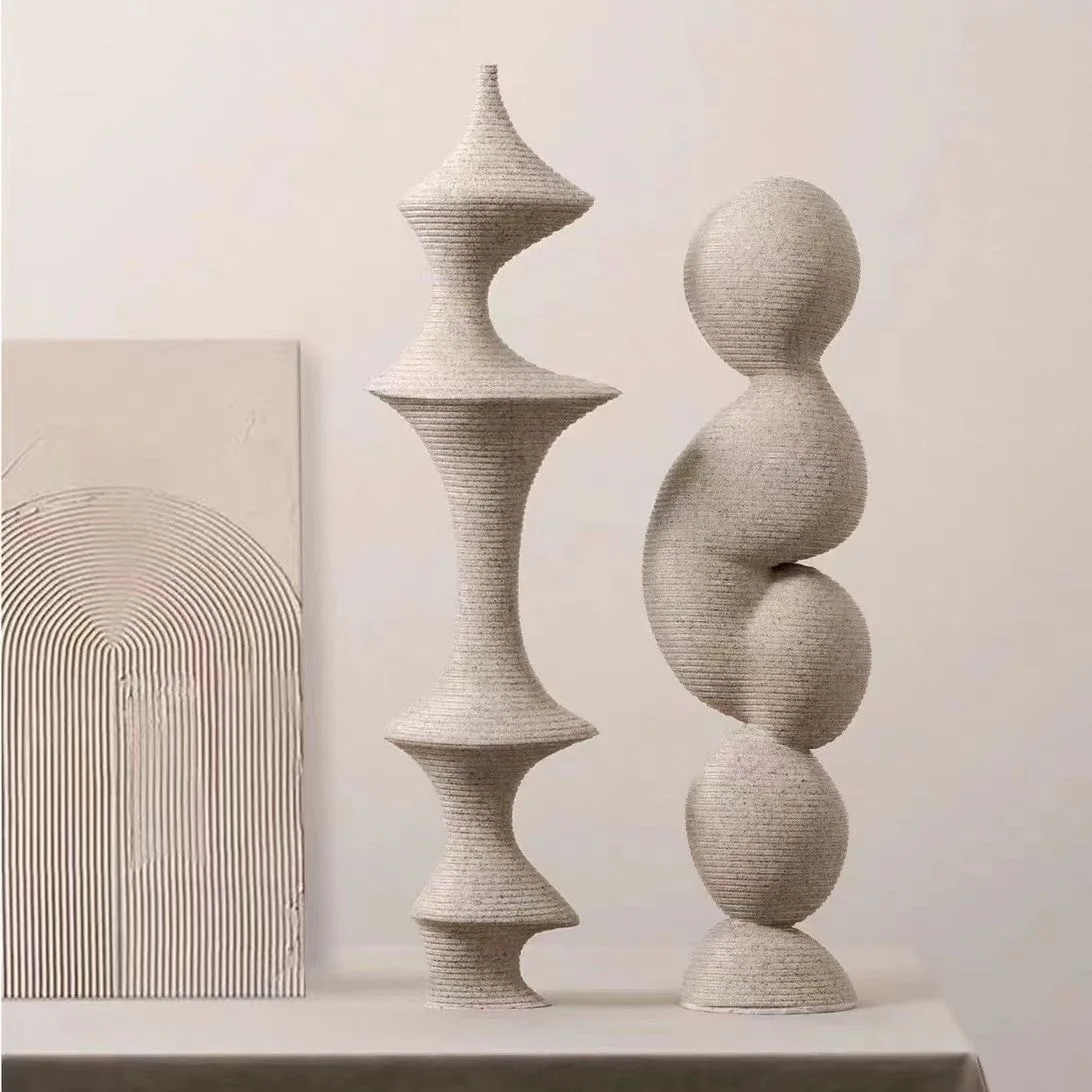 

Modern Simple Sculpture Geometric Yellow Resin Ornament Artistic Creative Abstract Crafts Original Design Hotel Decoration