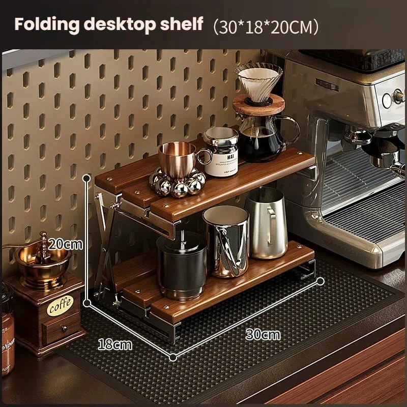 3Tier Foldable Bamboo Desktop Storage Rack Kitchen Counter Organizer Coffee Mug Cup Tea Utensils Display Shelf For Home Office - view 6
