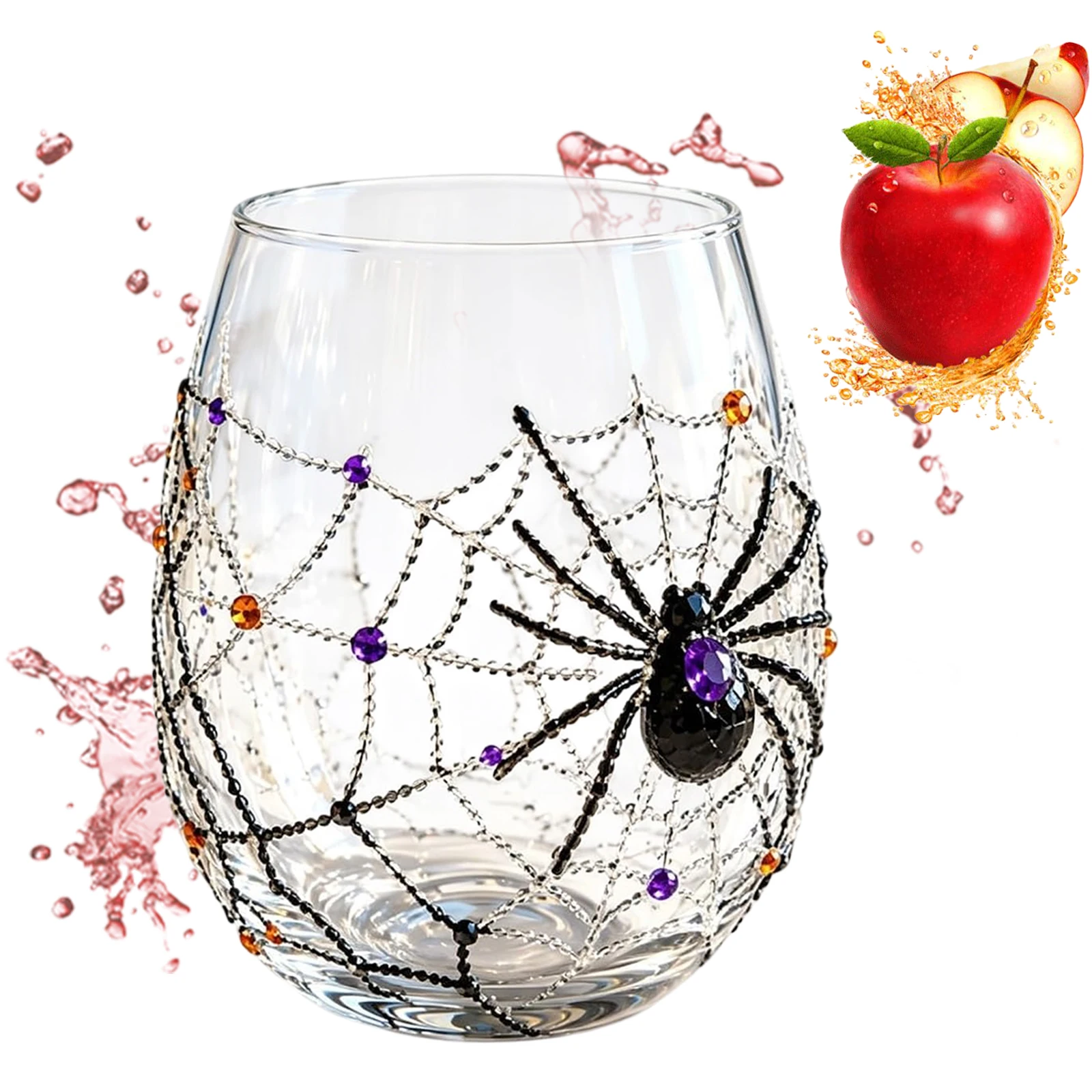 3D Halloween Artisan Glassware Collection with Raised Details Spooky Candlelit Party Glass Whiskey Glasses Tumbler for Cocktail