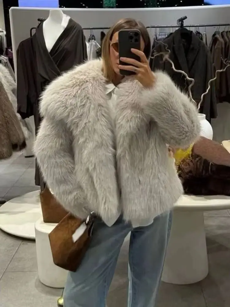 

HH Women Winter Elegant Loose Turn-Down Collar Warm Coats Solid Long Sleeves Pockets Women's New Fashion Short Coats 3 Color