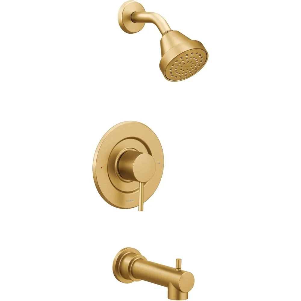 Brushed Gold Eco-Performance Posi-Temp Pressure Balancing Modern Tub and Shower Trim Kit, Featuring Shower Head, Lever