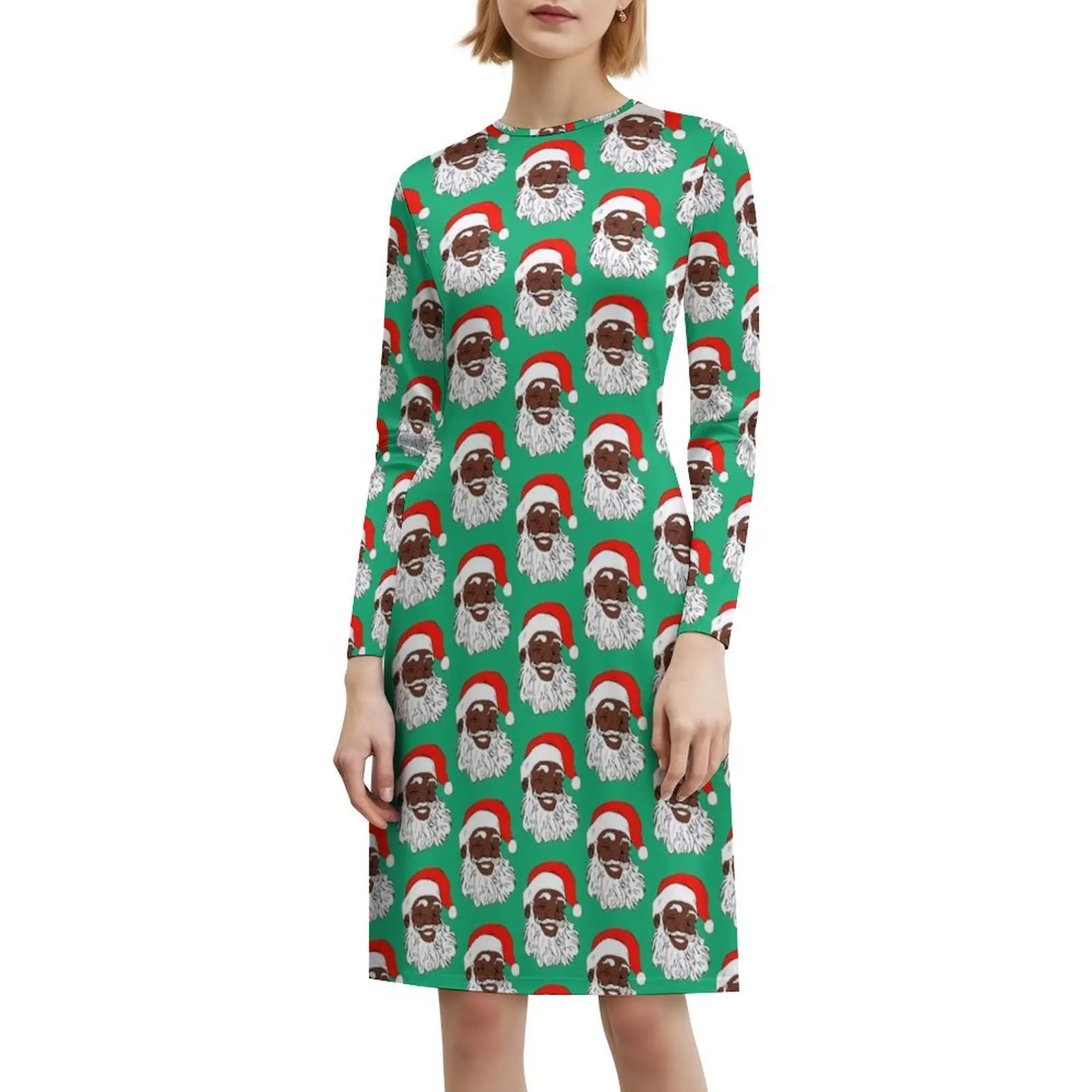 Winking الأسود سانتا كلوز عيد الميلاد عيد الميلاد حبيبته العنق فستان أنيق الصيف فستان الحفلات للنساء غمزة سانتا السوداء