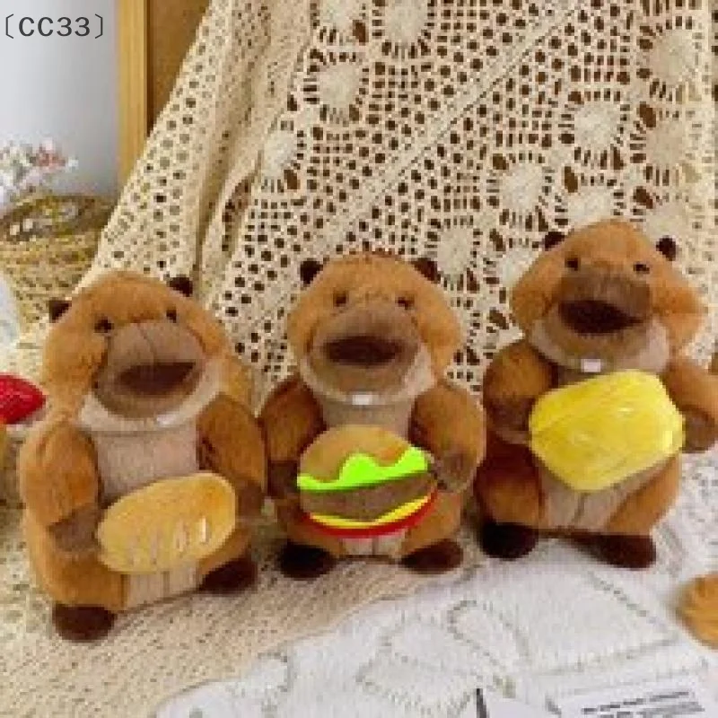 〔CC33〕Cute Creative Groundhog Plush Pendant Cartoon Stuffed Animal Doll Keychain Backpack Hanging Decoration Keyring Gifts
