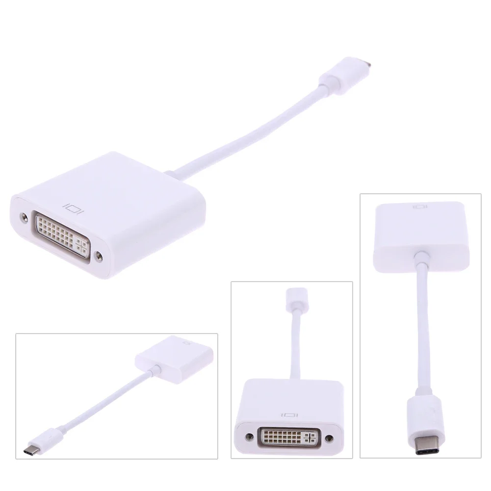 USB C Thunderbolt3 To DVI Adapter Cable Type-C Male To DVI 24+5 Female Converter 1080P Display for Laptop LCD Monitor Projector