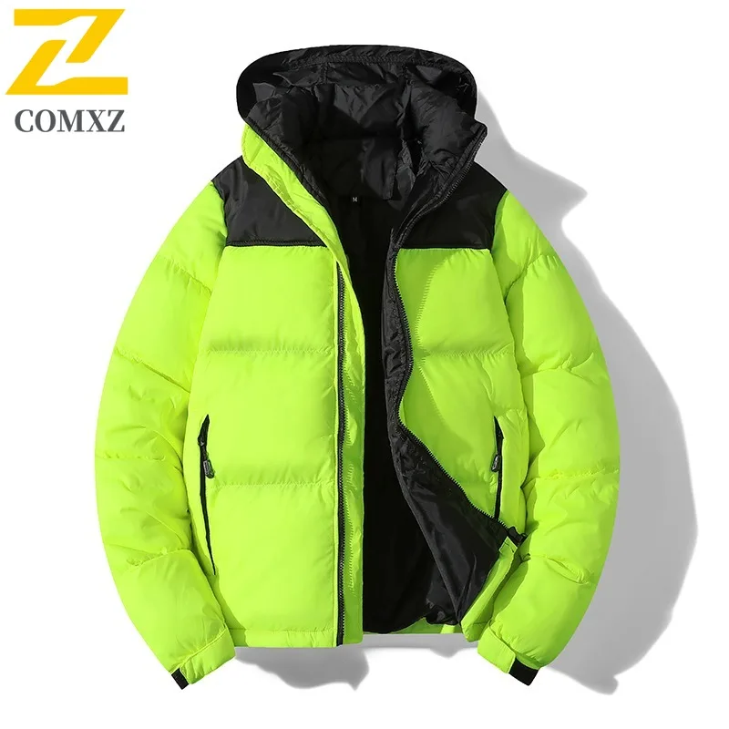 COMXZ الرجال الخبز سترة اللون حجب خفيفة الوزن التزلج السفر وسيم الحشو معطف 2025 التخييم الدافئة سميكة جواكت شتوية