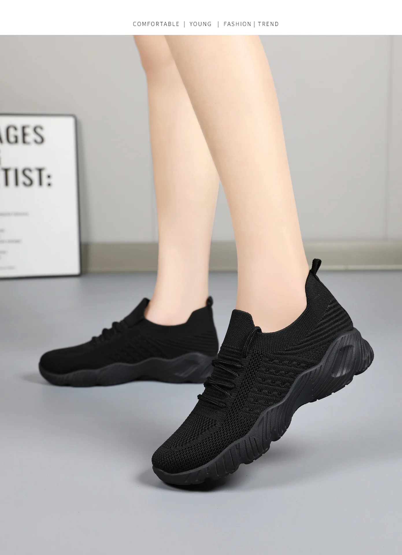 Atmungsaktive Damen-Sneaker aus Flying Weave, leichte, weiche Sohle, für ältere Menschen, Mutter, Wanderschuhe, Sommer-Mesh, rutschfeste, lässige Sportschuhe – Detail 32