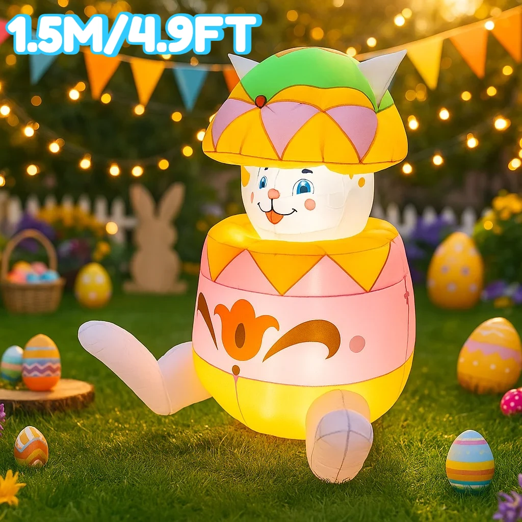 

DIY Easter Holiday Festival Inflatable Model 1.5M/4.9FT Easter Egg Rabbit with LED Light Outdoor Garden Yard Decoration