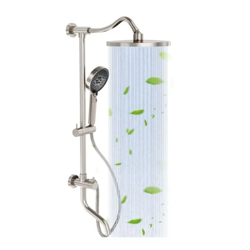 

Насадка для тропического душа, ручной спрей, 9-дюймовый комбинированный шланг с дождевой насадкой, 60 дюймов, регулируемый держатель, излив для душевой ванны, 6-сторонний переключатель, матовый никель