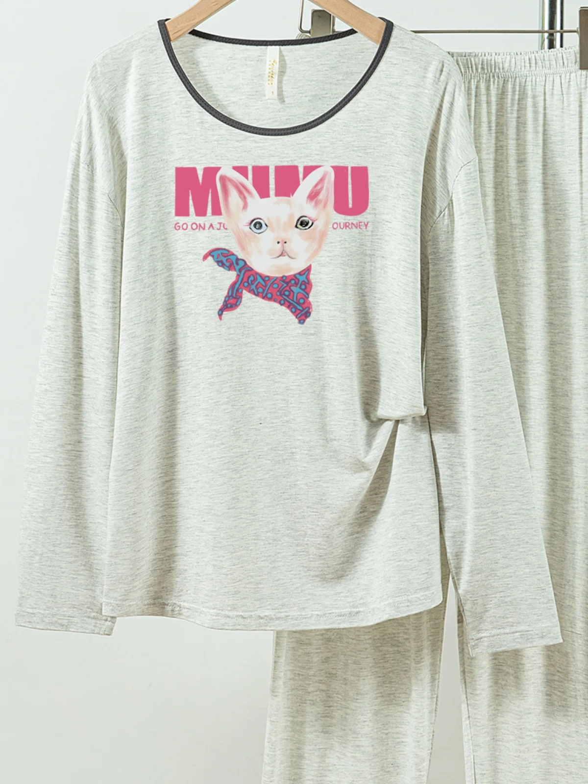 

5181-275 Повседневные и удобные пижамы из модального хлопка для женщин, новые весенне-осенние длинные брюки с длинными рукавами, однотонные повседневные