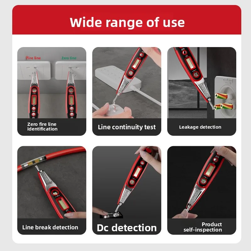 DELIXI 12V-250V Smart Non-Contact Electric Tester Voltage Detector Multifunction Digital Display Screwdriver for Electrician Use