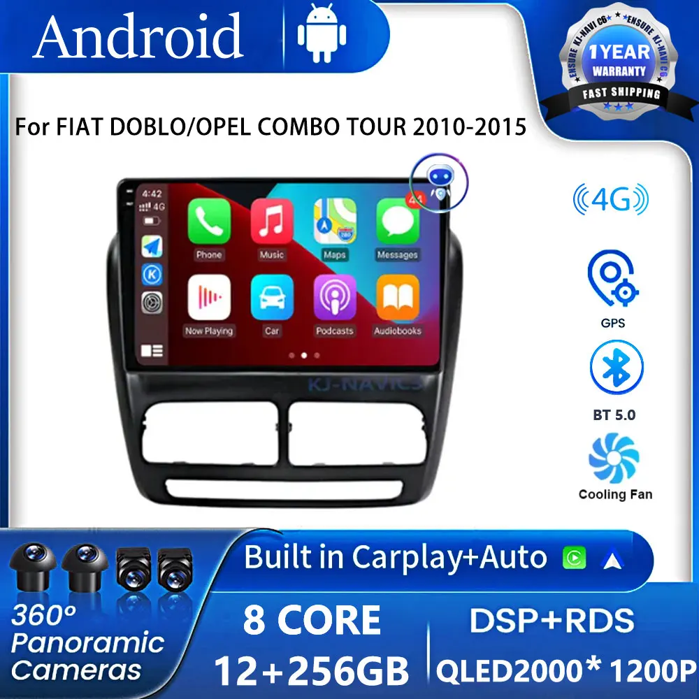 

For FIAT DOBLO/OPEL COMBO TOUR 2010-2015 Android OS Car Radio GPS Navi 2000*1200 IPS DSP built-in Carplay Multimedia Player DVD