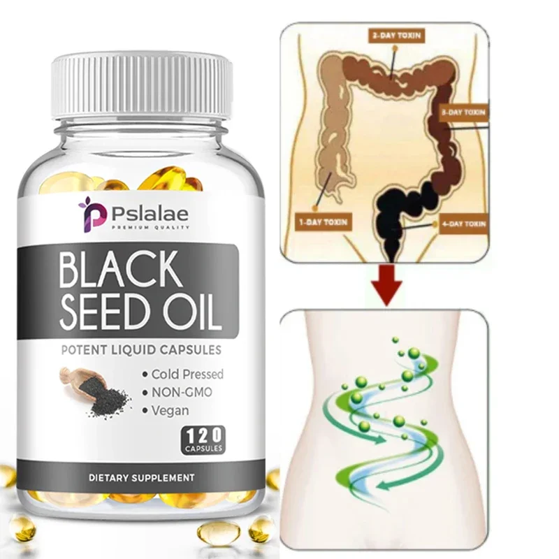 Black Seed Oil Capsules - Gluten Free, Non-GMO, Cold Pressed, Helps with Digestive Health, Immune Support, and Brain Function