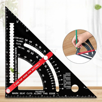 Multi-functional 7-inch Triangle Ruler Square Ruler Aluminum Alloy Adjustable Angle Gauge Woodworking Marking and Measuring Tool