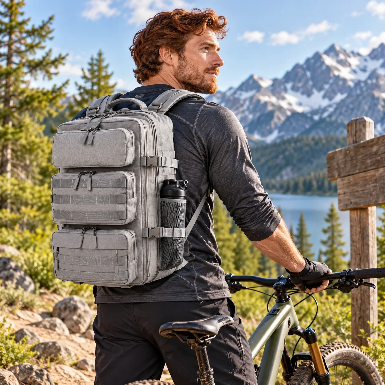 Tactical Rucksack Sports Athlete Gym Backpack for Men with Shoe Compartment Business Trip Travel Camping Hiking Bag