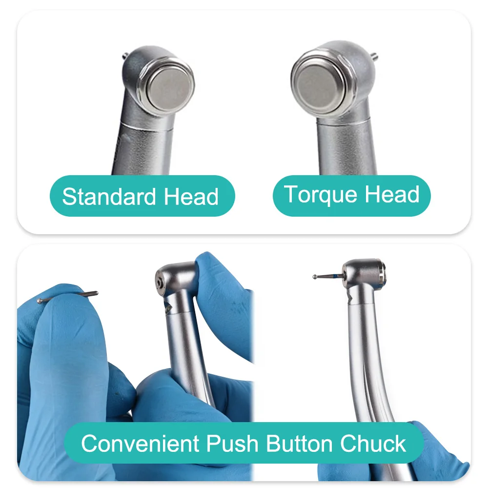 Dental LED High Speed Handpiece Standard Head Push Button Three Water Spray E-generator Air Turbine 2/4 Holes Dentist Instrument