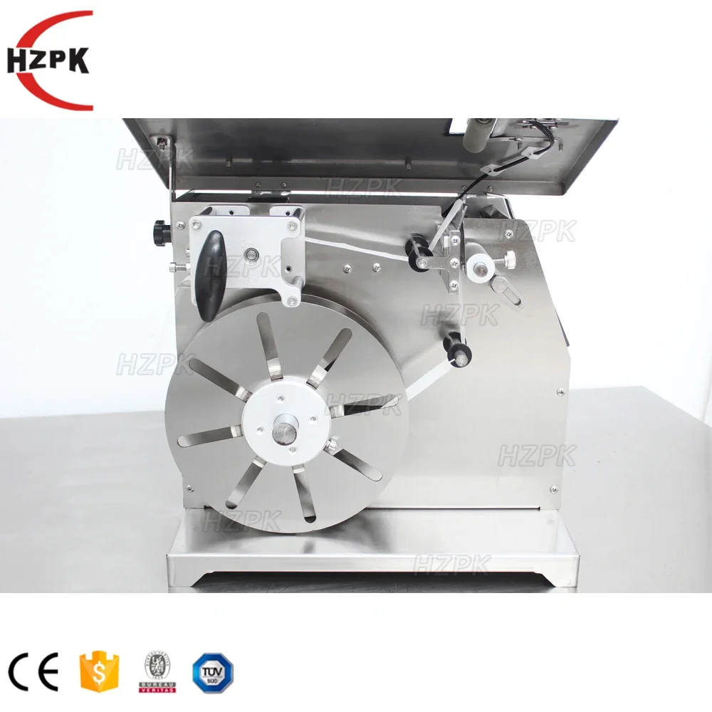 HZPK Carton Labeling Applicator Machine Flat Corner Right Angle Self Adhesive Semi Automatic Box Sealing Labeling Machine