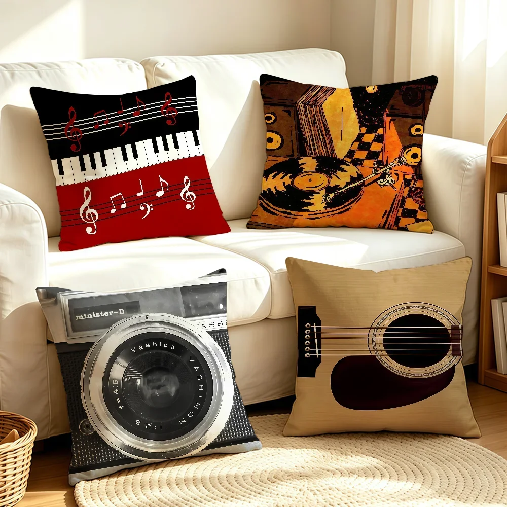 Retro Cool Speaker Piano cushion cover Soft Smooth Hidden Zipper Washable Decorative Couch Office Housewarming Gift