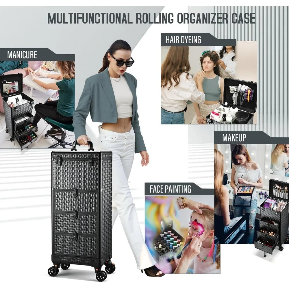 Salon Trolley with 3Drawers&Lockable Wheels for Beauty Salon,Nail Tech, Face Painting, Hairstylist, Makeup Artist, Salon Trolley image 6