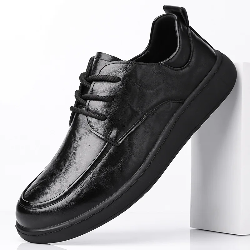 

Big Size Spring New Men's Leather Shoes Soft Soled Business Casual Shoes for Man Summer Autumn Fashion Black Lace Loafers Male