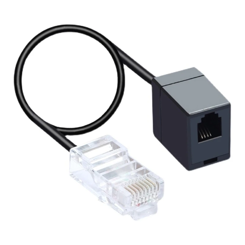 RJ45 to RJ11 Converter Adapter Cable Connector, Ethernet To Phone Line Connector RJ45 8P8C Male To RJ11 6P6C Female Cord