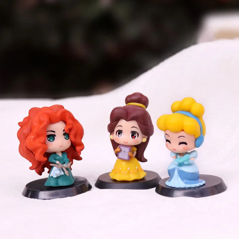 Disney Tiana Model Doll Action Anime Figures Elsa Anna Tiana Jasmine Model Doll Cute Cartoon Living Room Desktop Ornaments Gifts