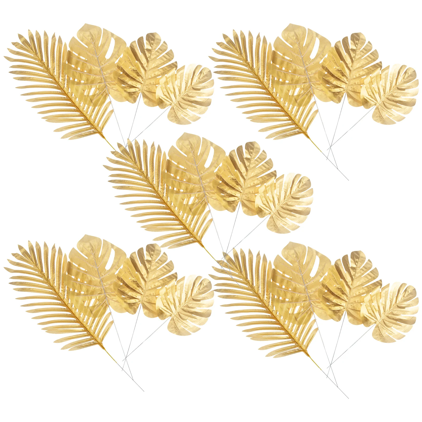 

20 Pcs Artificial Monstera Leaves Golden Wedding Decor Supplies Tropical Plant Palm Leaf Simulation Fake Indoor Outdoor