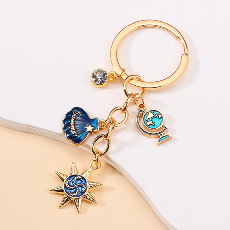 Pretty Enamel Starfish Shell Mermaid Keychain Delicate Sea World Series Key Rings For Girls Women DIY Jewelry Gifts To Kids