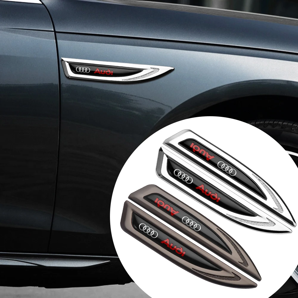 Image of 3D Metall Auto-Emblem Seitenkotflügel Aufkleber Auto-Dekorationszubehör für Audi SLINE A3 8P S3 A4 B8 B7 A6 C6 A5 Q3 Q5 Q7 A2 A8
