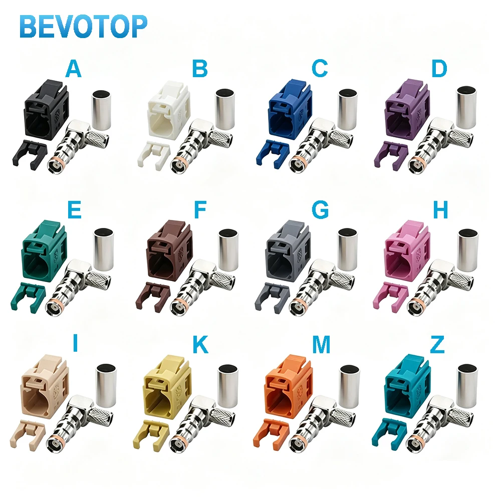 1Pcs New Fakra A B C D E F G H I K Z Female Right Angle Connector for RG316/RG174 Cable Car Radio FM GPS Antenna Fakra Adapter