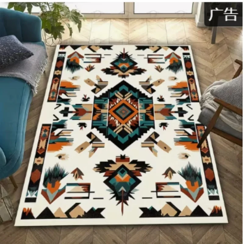 Newest Big Carpet Western Navajo Geometric Diamond Print Large Area Rug Non Slip Boho Living Room Carpet