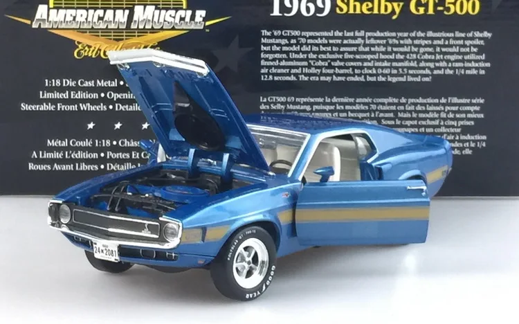 Ertl 1:18 Shelby GT-500 1969 Vintage Car Alloy Fully Open Simulation Limited Edition Alloy Metal Static Car Model Toy Gift