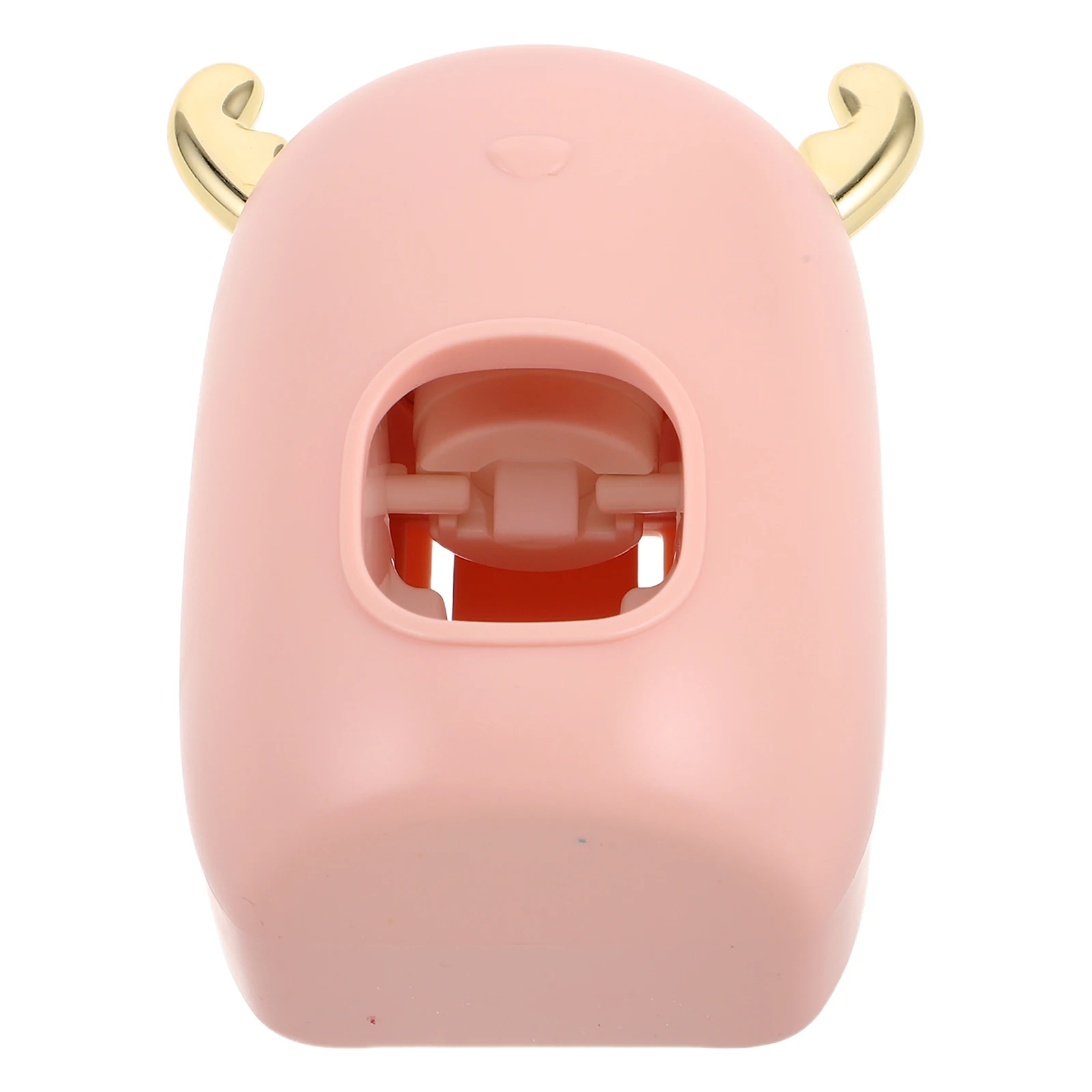 

Toothpaste Automatic Squeezer Bathroom Organizer Holder Dispenser and Pink Squeezing