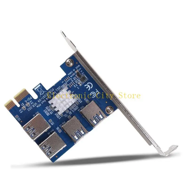 

PCI-E Riser Board 1x to 16x Adapter PCIe1 to 4 Graphic Card Riser Card 16X Slots HU8D