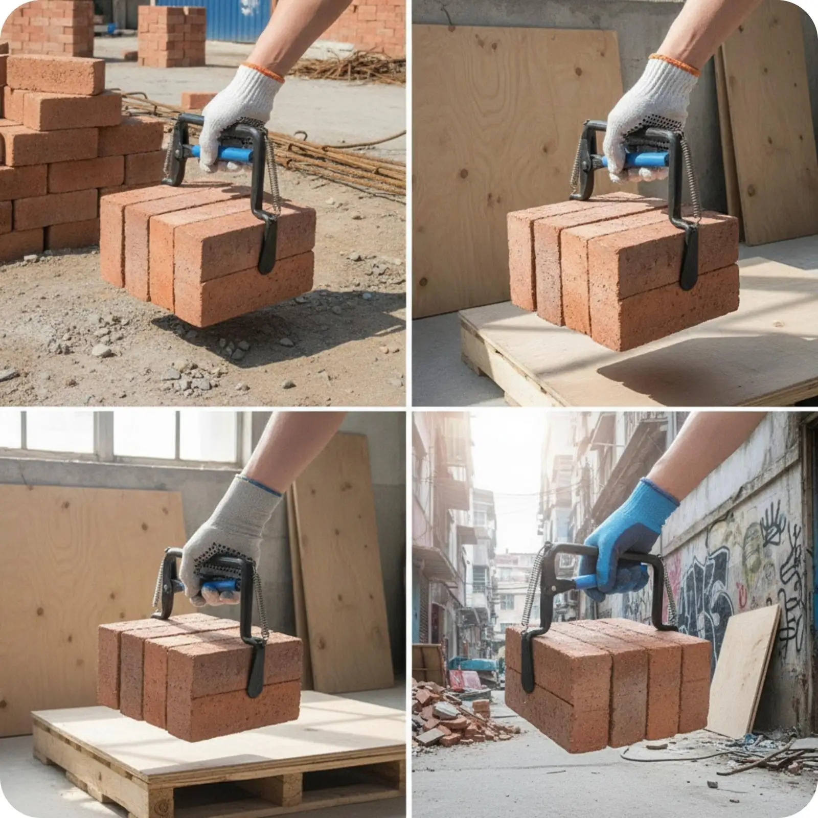 Adjustable Brick Clamp Tool High Carbon Steel Masonry Gripper for Firm Hold Lifting Moving Building Blocks