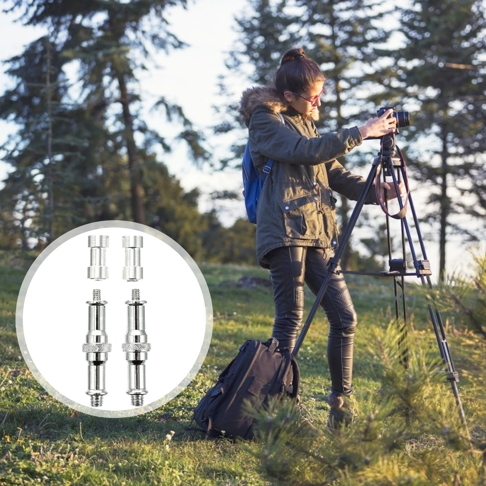 

2Sets Flash Light Stand Adapter Screw Converter Aluminum Alloy Durable for Camera Sports Camera Accessories 1/4 to 3/8 Convertor