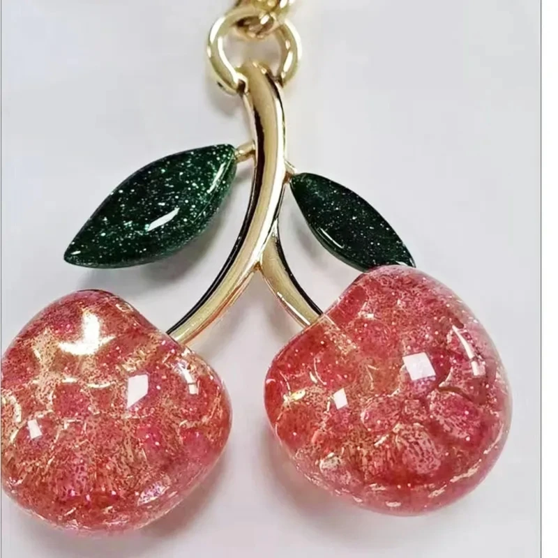 Unique and Cherry Bag Charm Decorations Elegant Resin Cherry Keychain Pendant Charm with Bright Colors for Bag Key