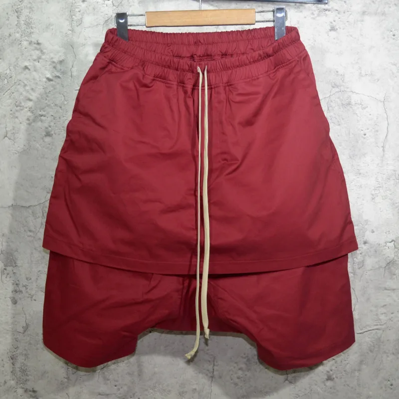 HKSH Spring Autumn Summer New Men Tide RO Shorts Double Layer Skirt Pants Suspender Pants Baggy Loose Fit Trendy Capris HK17956