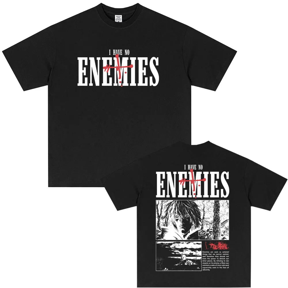 

90s Anime Vinland Saga I Have No Enemies Graphic T-shirt Men Fashion Vintage Short Sleeve T-shirts Men's Manga Harajuku T Shirts