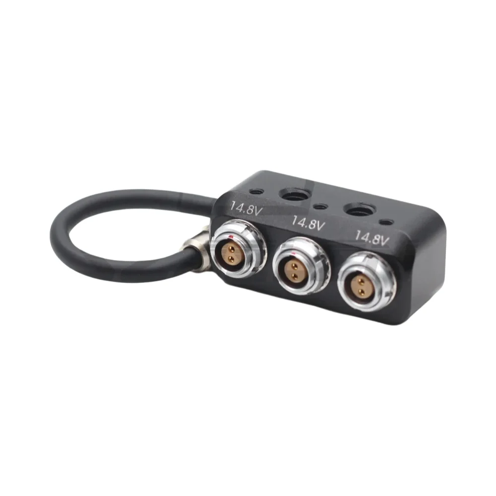 ARRI RS 3pin męski na 0B 2 pin kobieta piasta Splitter do zasilacz do kamery dystrybutora, trzy way splitter — zdjęcie 2