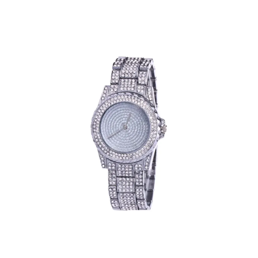 Relógio de pulso feminino de quartzo incrustado com diamantes, elegante, casual, joias para presente de natal, tira de aço, acessórios de moda