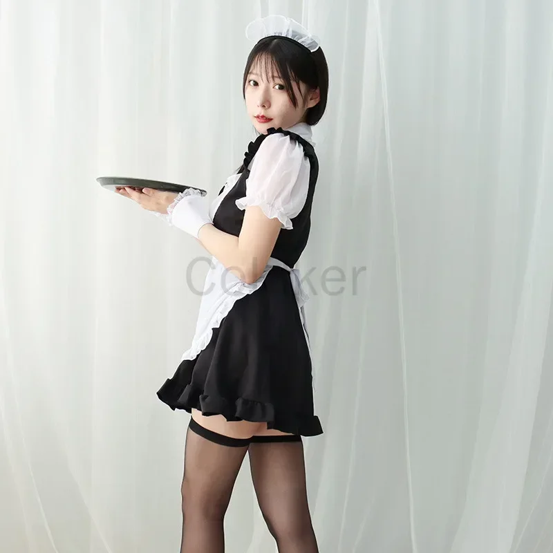 Vestido lolita de la serie japonesa, disfraz de sirvienta cosplay sexy, boudoir para mujer, camisón kawaii de gasa con perspectiva ligera para estudiantes