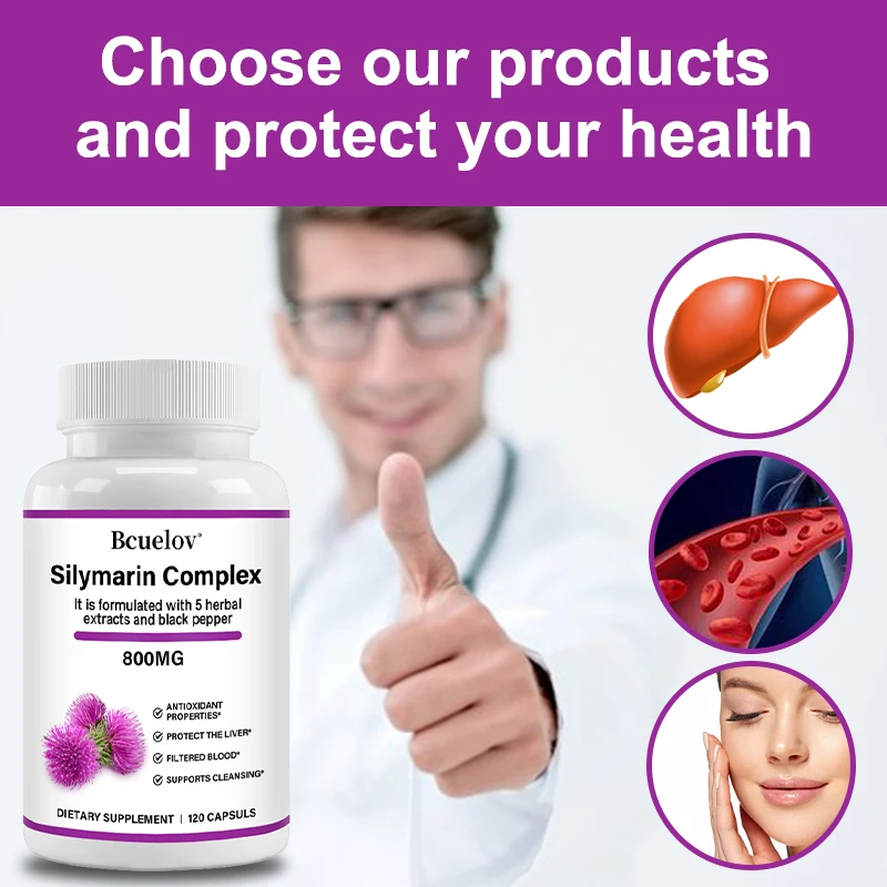 كبسولات الكبد الحليب الشوك 400 ملغ-تعزز إنتاج الطاقة وصحة الكبد وصحة الجهاز الهضمي وتعزيز المناعة وإزالة السموم