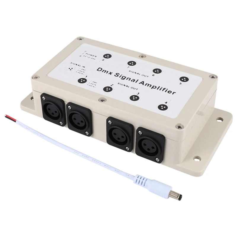 

1 Piece Dc 12-24V 8 Channel Output Dmx Dmx512 LED Controller Signal Amplifier Creamy-White Plastic For Home Equipments