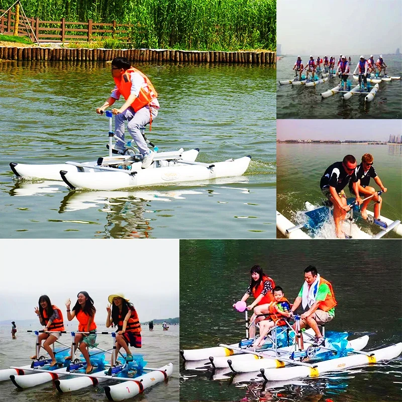 Inflatable Water Bike (New Foldable), Single/Double Rider Portable Pedal Boat For Lake, Beach, Park Tourist Attraction