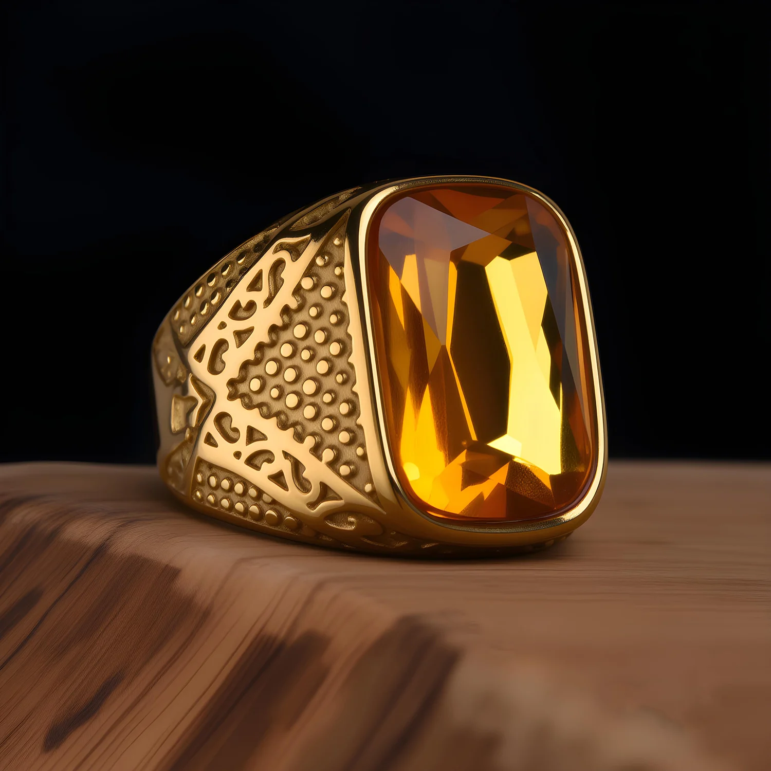 Men\'s High Quality Vintage Stainless Steel Gemstone Styles Ring Jewelry